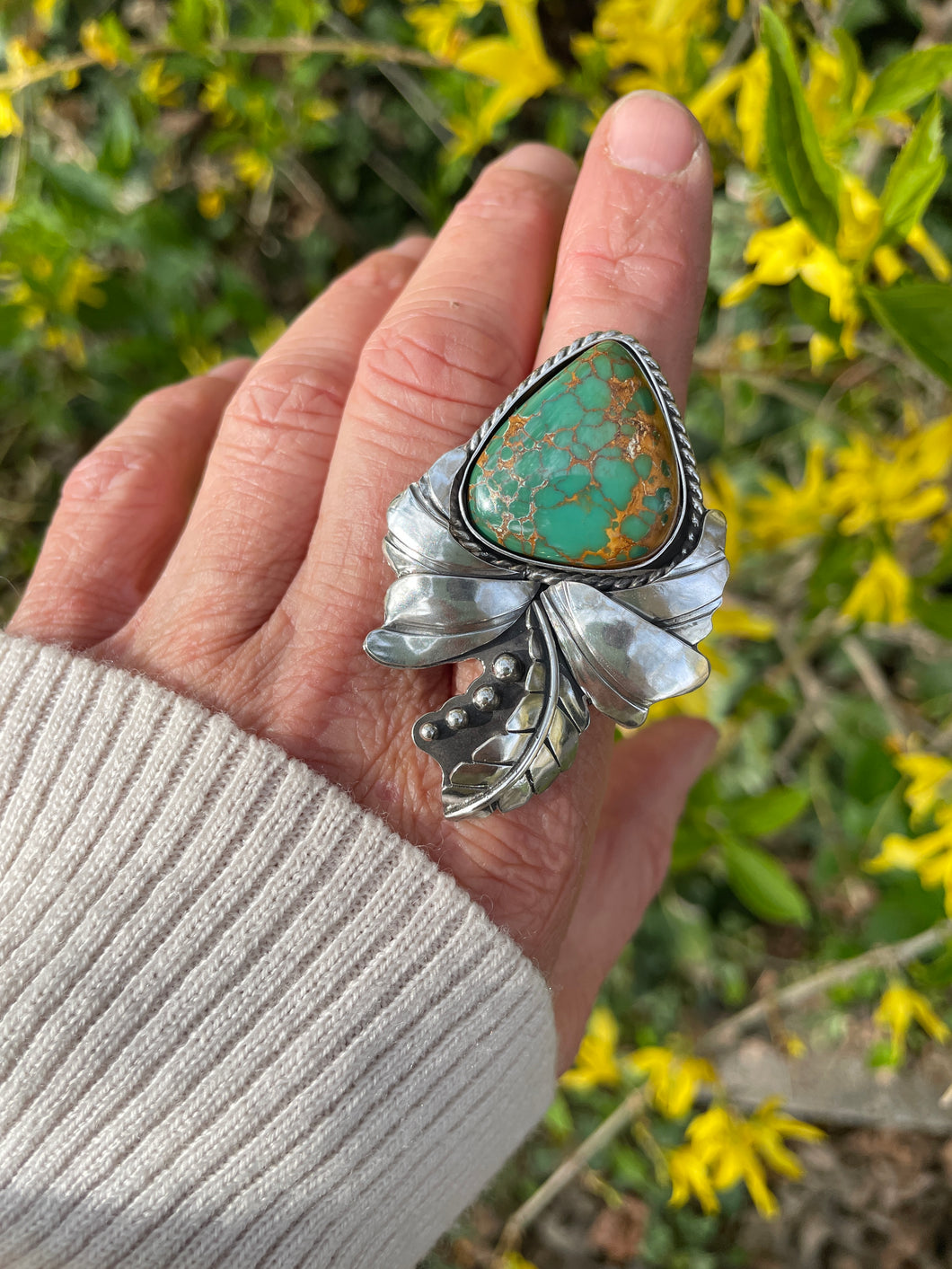 Royston Turquoise Leafs + Plumes  {Ring or Pendant)