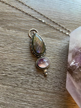 Load image into Gallery viewer, Green Labradorite + Super 7 Galaxy (Ring or Pendant)
