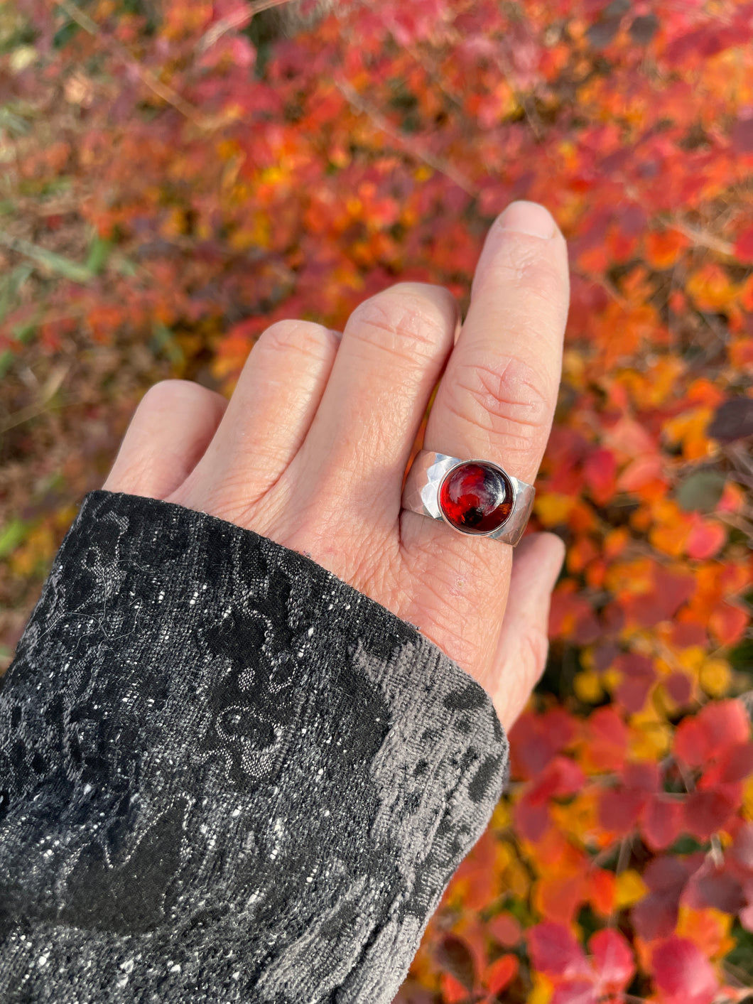 Red Baltic Amber Ring {Size 9.5/10}