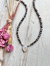Load image into Gallery viewer, Peacock Purple/Silver Pearls with Mother of Pearl Teardrop
