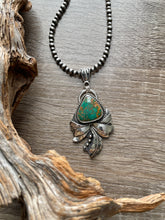 Load image into Gallery viewer, Royston Turquoise Leaves + Plumes Pendant

