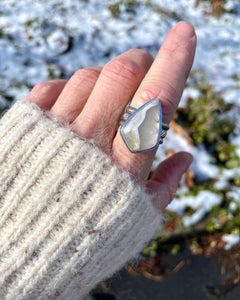 Snow Crystal Agate Ring [Size 9.5]