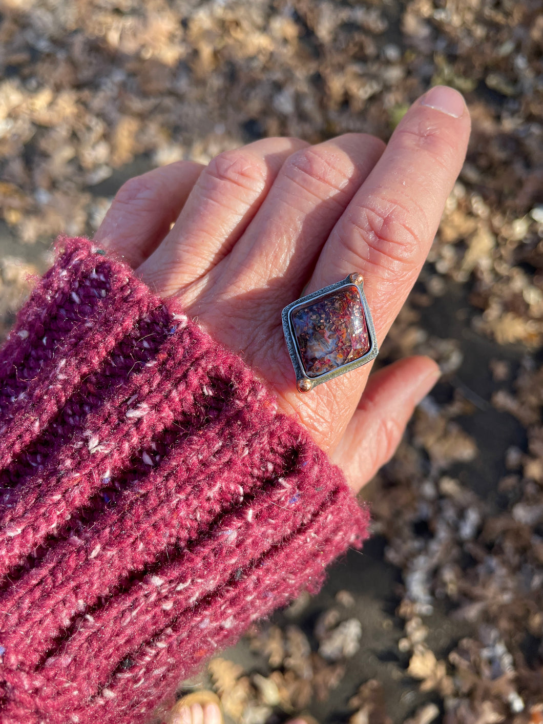 Red Confetti Chrysocolla + Copper {Ring or Pendant}