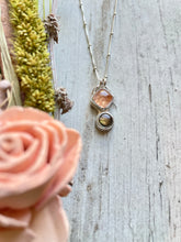 Load image into Gallery viewer, Champagne Topaz + Pink/Green Labradorite Necklace
